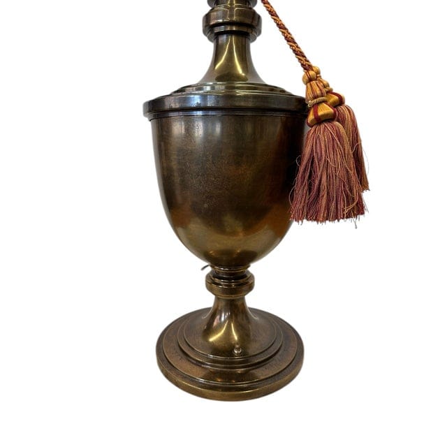 Vintage Stiffel Brass Trophy Lamp With Red and Gold Tassels | IdleHour
