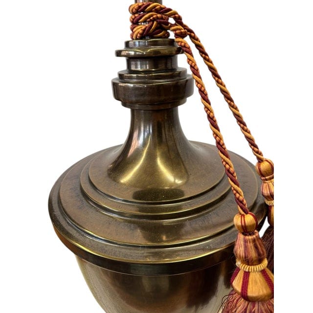 Vintage Stiffel Brass Trophy Lamp With Red and Gold Tassels | IdleHour