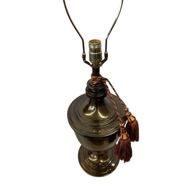 Vintage Stiffel Brass Trophy Lamp With Red and Gold Tassels | IdleHour