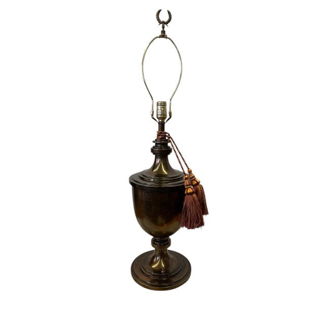 Vintage Stiffel Brass Trophy Lamp With Red and Gold Tassels | IdleHour