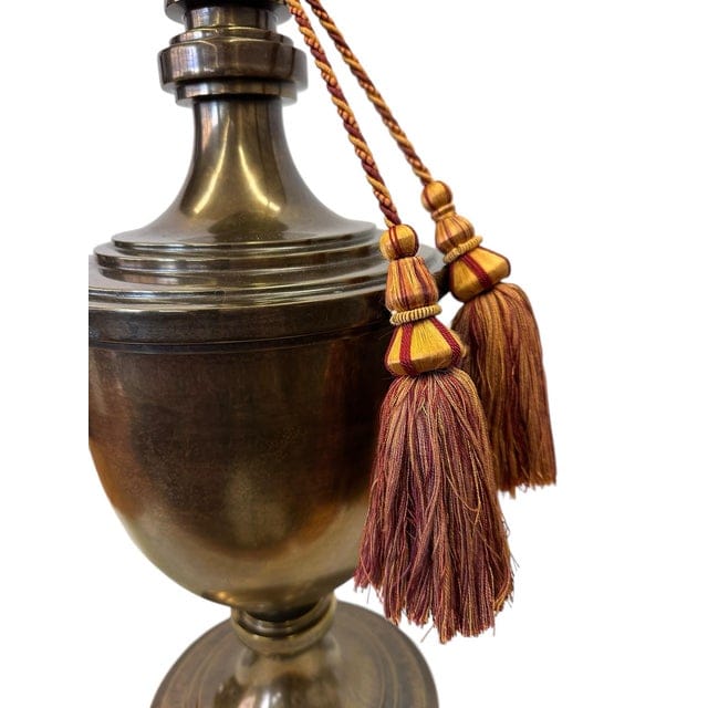 Vintage Stiffel Brass Trophy Lamp With Red and Gold Tassels | IdleHour