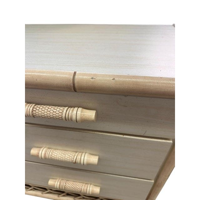 Vintage Whitecraft Ivory Chippendale Faux Bamboo and Lattice Dresser | IdleHour