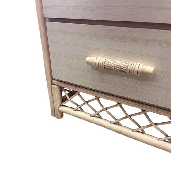Vintage Whitecraft Ivory Chippendale Faux Bamboo and Lattice Dresser | IdleHour