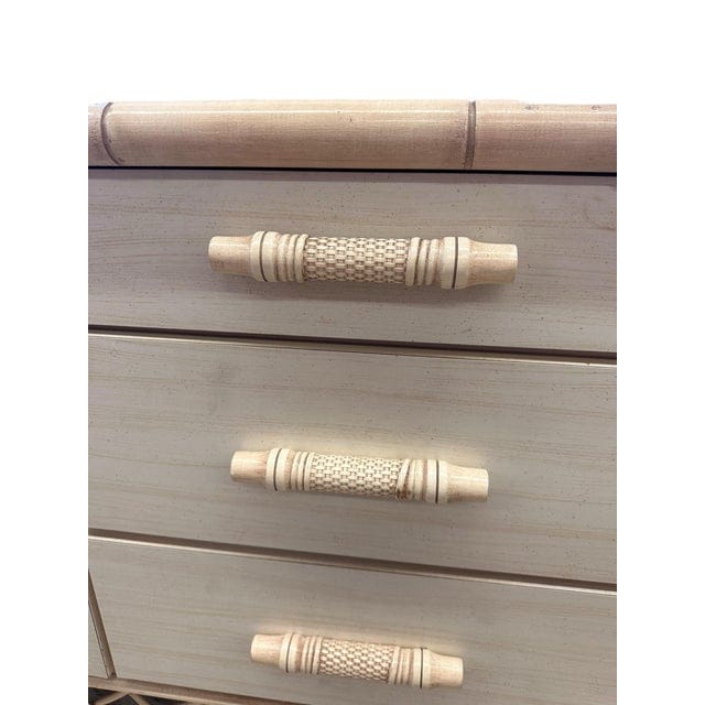 Vintage Whitecraft Ivory Chippendale Faux Bamboo and Lattice Dresser | IdleHour