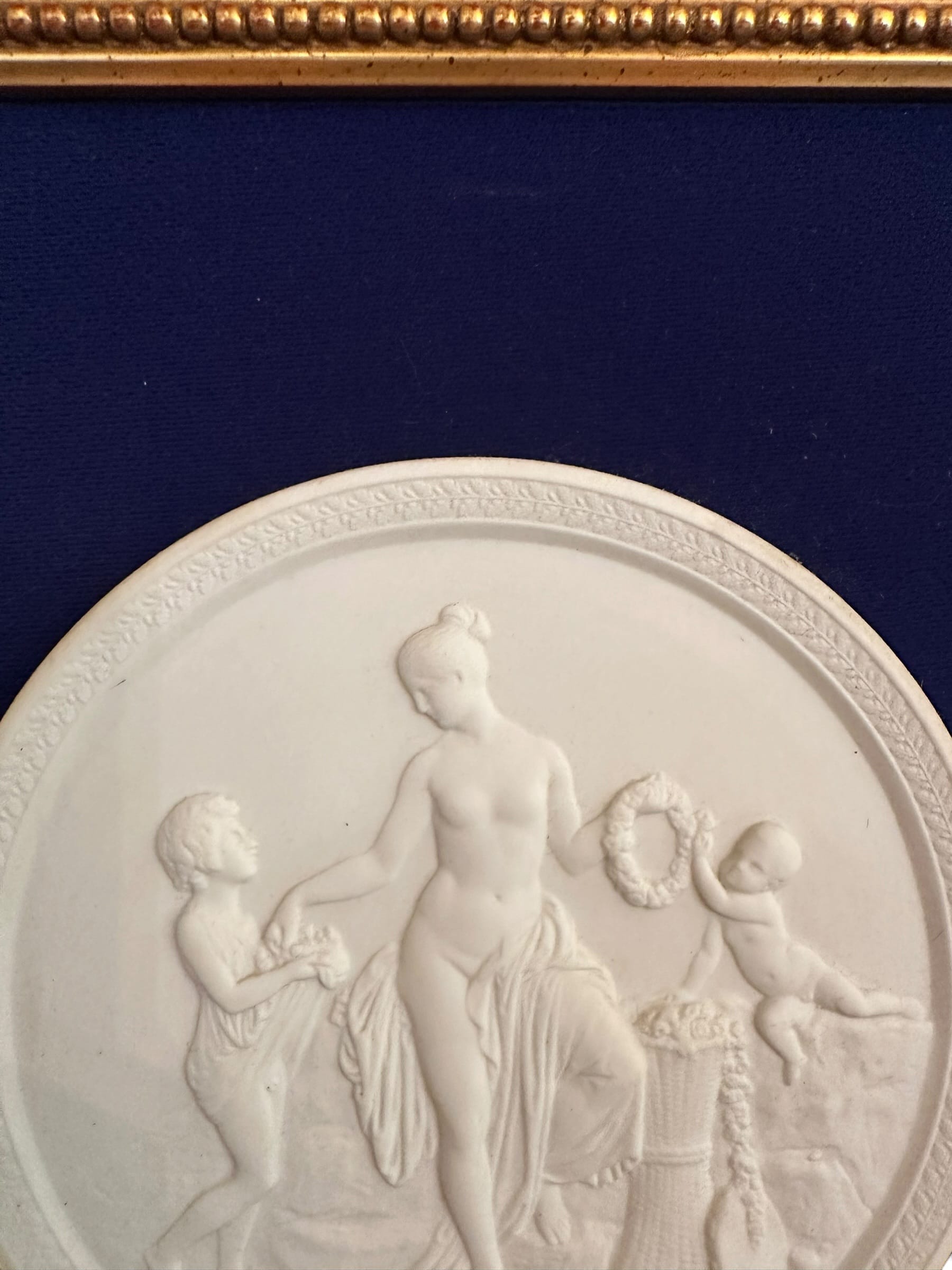 Pair of Framed Antique Parian Bas Relief Plaques by Royal Copenhagen | IdleHour