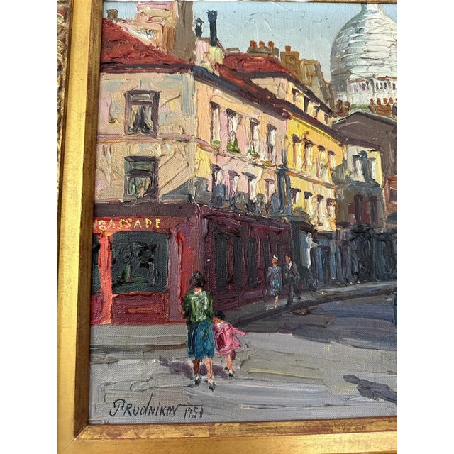 フランス アンティーク Oil painting 1955 油絵 1950s Framed Prudnikov French Cityscape Oil Painting – IDLE HOUR