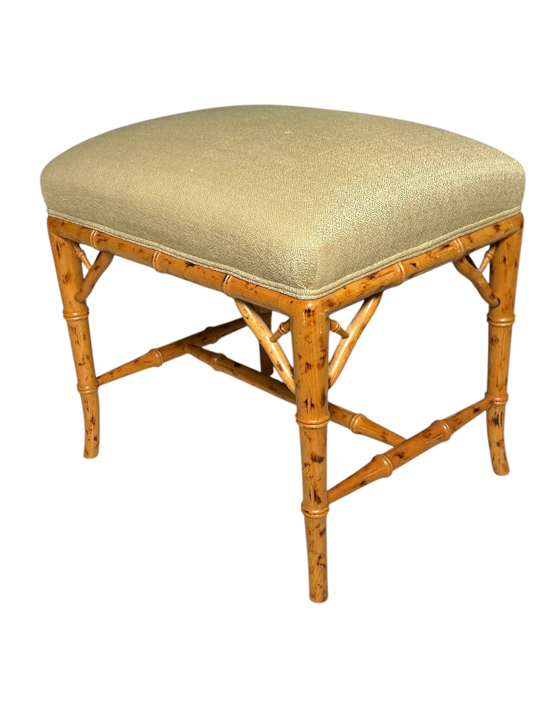 Mid-20th Century Chinese Chippendale Faux Bamboo Stool | IdleHour