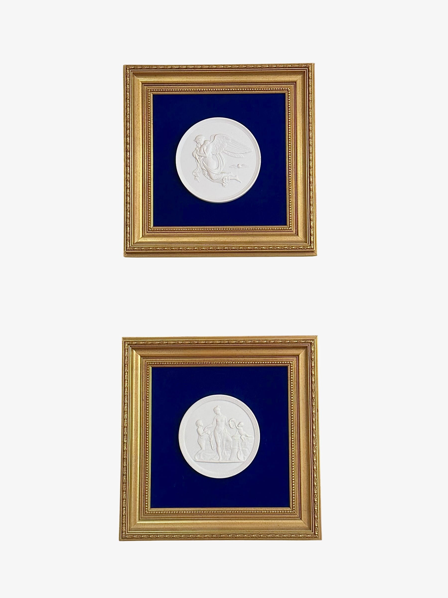 Pair of Framed Antique Parian Bas Relief Plaques by Royal Copenhagen | IdleHour