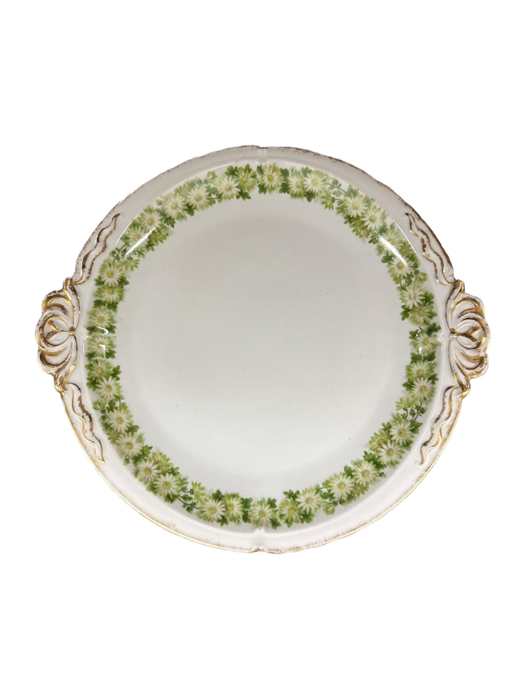 Antique Haviland Limoges Gilded Platter With Daisy Chain Pattern