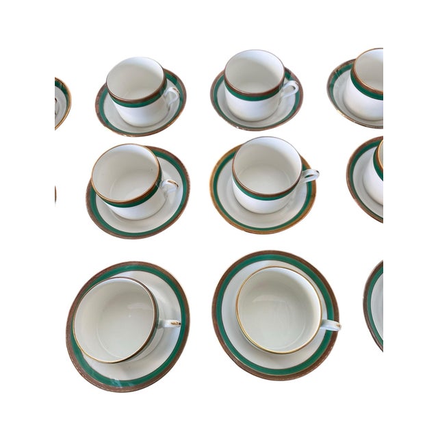 Late 20th Century Richard Ginori Palermo Green Cups and Saucers