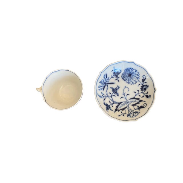 Mid 20th Century Vintage Meissen Blue Onion Espresso Cup and
