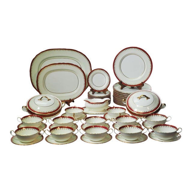 　Bone China Vintage Aynsley Dunrobin Bone China Complete Set for 12 (56 Pieces