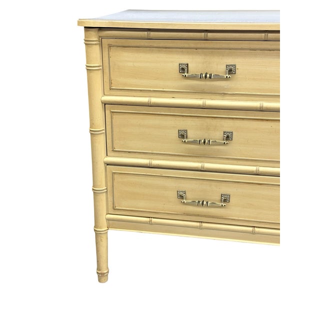 Vintage Henry Link Cream Colored Faux Bamboo Six Drawer Dresser