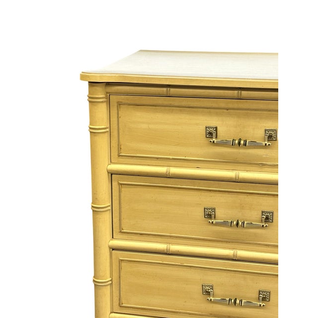 【希少】Henry Link ヴィンテージ6ドロワー チェスト 高級無垢材 収納 Vintage Henry Link Cream Colored Faux Bamboo Six Drawer Dresser
